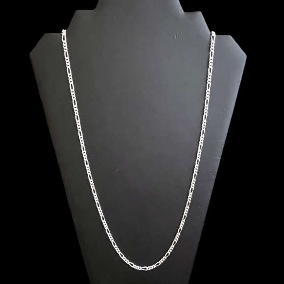 Solid sterling silver unisex 28 inch figaro chain - Picture 2 of 6